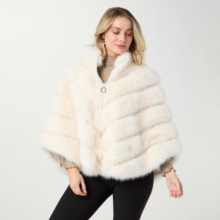 Serenity Faux Fur Zip Front Cape Wrap - Winter White