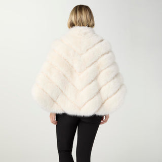 Serenity Faux Fur Zip Front Cape Wrap - Winter White