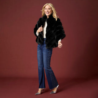 Serenity Faux Fur Zip Front Cape Wrap - Winter White