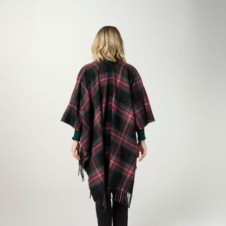 Kimberly Plaid Fringe Wrap - Black/Green/Red