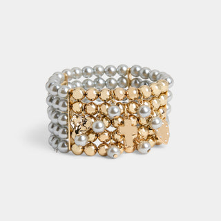 Pearl Charm Statement Bracelet - Grey Pearl