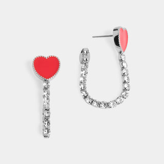 Dazzle Loop Heart Earrings - Silver