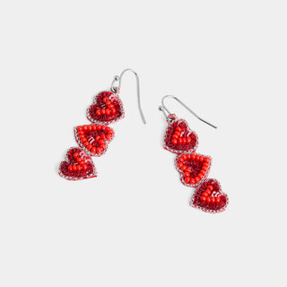 Be Mine Hears Earrings - Red