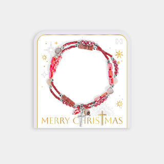Merry Christmas Bracelet - Red/Silver