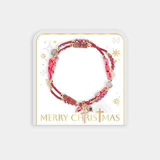 Merry Christmas Bracelet - Red/Gold