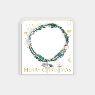 Merry Christmas Bracelet - Green/Silver