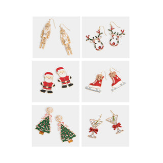 Christmas Earrings Assortment (12 PIECES: 6 Styles, 2 of each)