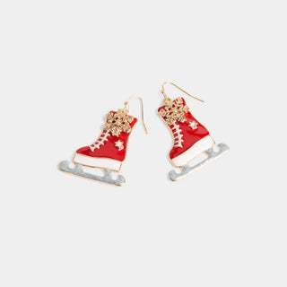Festive Skate Earrings - Red