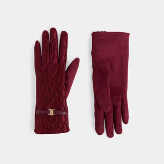 Crinkle Wave Touchscreen Gloves - Maroon