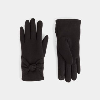 Bow Twist Wrist Touchscreen Gloves - Black