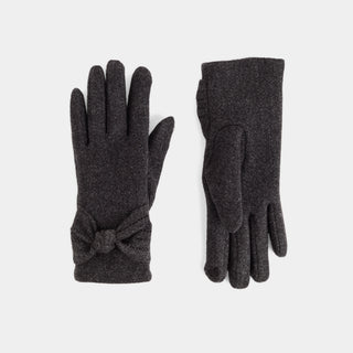 Bow Twist Wrist Touchscreen Gloves - Dark Grey