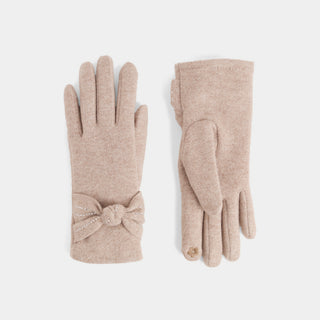 Bow Twist Wrist Touchscreen Gloves - Natural