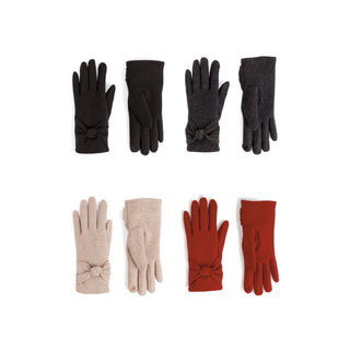 Bow Twist Wrist Touchscreen Gloves Assortment (8 PIECES: 4 Styles, 2 of each)