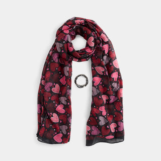 Sweetheart Scarf + Bracelet Set - Color Hearts