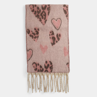 Animal Hearts Oblong Scarf - Light Pink
