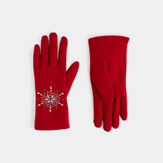 Christmas Snowflake Touchscreen Gloves - Jolly Red