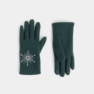 Christmas Snowflake Touchscreen Gloves - Evergreen