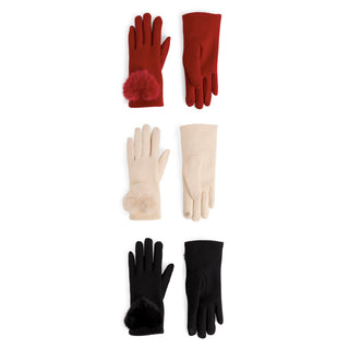 Heart Pom Touchscreen Gloves Assortment (6 PIECES: 3 Styles, 2 of each)