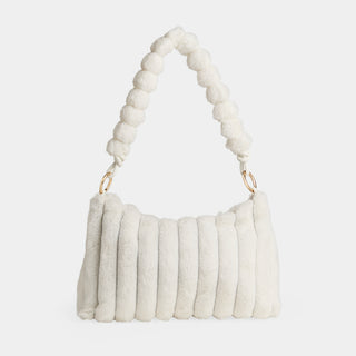 Elowen Faux Fur Shoulder Bag - White
