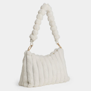 Elowen Faux Fur Shoulder Bag - White