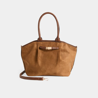 Zelina Faux Suede Tote + Crossbody - Cognac