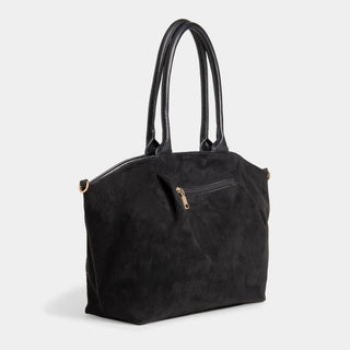 Zelina Faux Suede Tote + Crossbody - Black