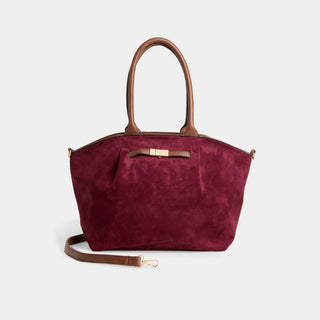 Zelina Faux Suede Tote + Crossbody - Merlot