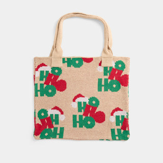Christmas Shopper Tote - Tan/Green