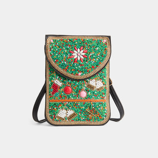 Artisan Beaded Holiday Crossbody - Green