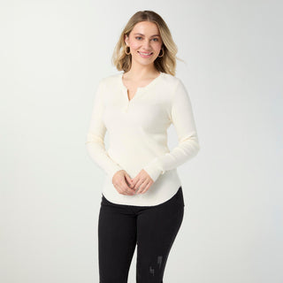 Kym Soft Henley Top with Buttons - Ivory