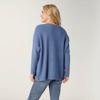 Heavenly-Luxe Button Detail Sweater - Blue Dusk