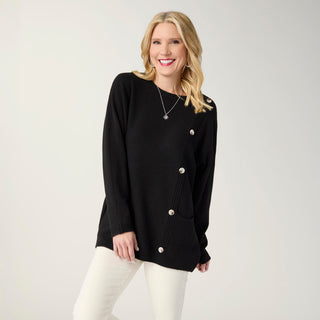 Heavenly-Luxe Button Detail Sweater - Black