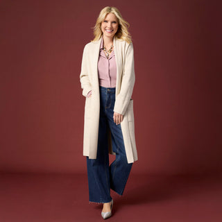Heavenly-Luxe Metallic Stripe Duster Cardigan - Oatmeal