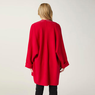 Heavenly-Luxe Open Cardigan with Rhinestones - Tango Red