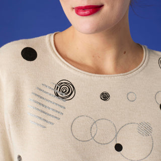 Lightweight Heavenly-Luxe Embellished Circle Sweater - Oatmeal