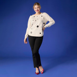 Lightweight Heavenly-Luxe Embellished Circle Sweater - Black