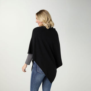Anastasia Envelope Neck Poncho with Rhinestones - Black