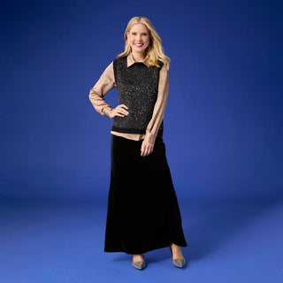 Carmen Long Velour Skirt - Black