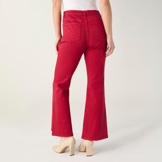 Willa Flare Pant with Curved Hem - Red