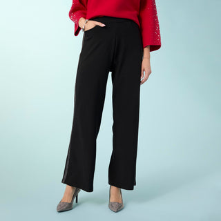 Georgie Wide Leg with Sparkle Stripe - Black