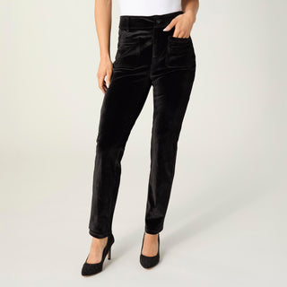 Melany Velour Straight Leg with Patch Pockets - Black