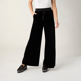 Carolina Velour Pant with Tie Waist - Black