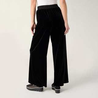 Carolina Velour Pant with Tie Waist - Black