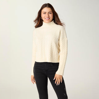 Anaya Textured Mock Neck Sweater - Ivory