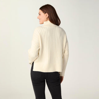 Anaya Textured Mock Neck Sweater - Ivory