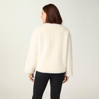 Rebecca Cable Knit Design Faux Fur Jacket - Winter Winte