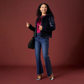 Lorelai Crushed Velour Cap Sleeve Top - Wine