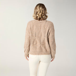 McKenna Pointelle Sweater with Paillettes - Beige Heather
