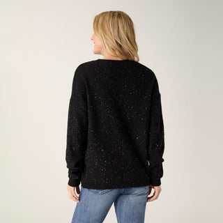 Janece Crew Neck Sparkle Sweater - Black