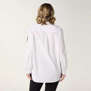 Assorted Holiday Sequins Patch Blouse - White